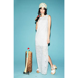 NWT Rachel Antonoff Melissa White Eyelet Column Maxi  Dress